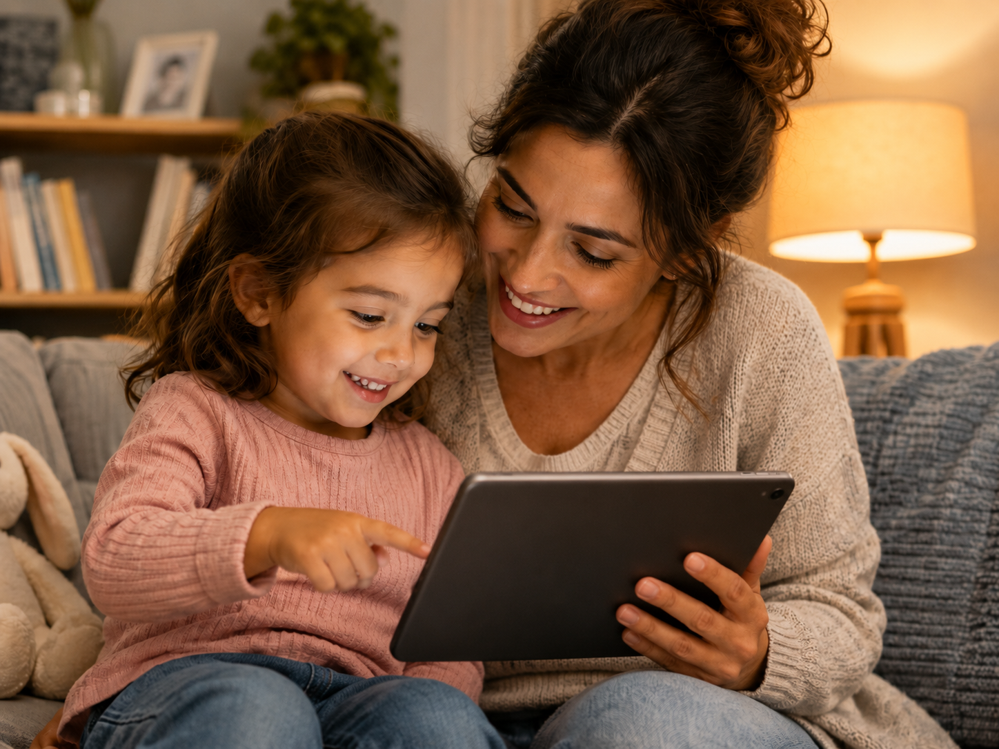 Família aproveitando a internet juntos